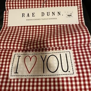 New Rae Dunn Valentines Table Runner Love you 14"x72" ginham Red checked bundle!